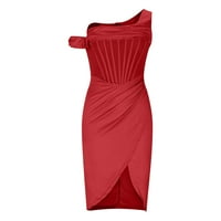 Cotonie női nyári divat egy váll Ujjatlan Splicing szabálytalan ruha Nagy eladó M