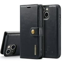Casus Ming kivehető bőr pénztárca telefon fedél kártya tartó tok iPhone Plus-fekete