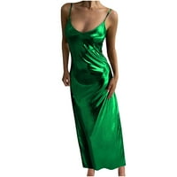Finelylove hosszú ruhák Női alkalmi ruhák a-line rendszeres Ujjatlan szilárd Zöld XXL