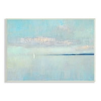 Stupell Industries légköri felhős óceáni táj, magányos vitorlás úszó festmény, keret nélküli művészeti nyomtatási fal