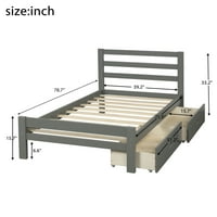 Aukfa fa platform ágy két fiókkal hálószobához, szürke, ikerméret