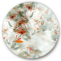 Designart 'Narancssárga és zöld vadvirágok II' Modern körfém fali művészet - 29 -es lemez