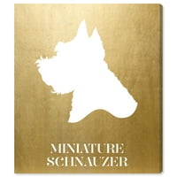 Wynwood Studio Animals Wall Art vászon nyomatok „Miniatűr Schnauzer fordított„ Kutyák és kölyökkutyák - arany, fehér