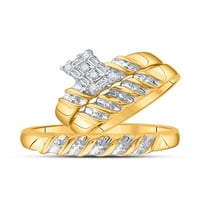 Gyémánt hercegnő 14kt sárga arany női kerek gyémánt pasziánsz menyasszonyi esküvői eljegyzési gyűrű Cttw