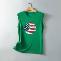 Női kerek nyakú nyomtatott alkalmi laza Tartály felsők pulóver ujjatlan blúz pólók Zöld XXL