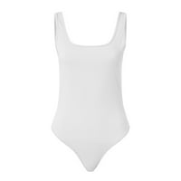 Fsqjgq rövid Jumpsuit Női Alkalmi U nyakú ujjatlan Stretch Tank Top Bodysuits Egyszínű sport jóga kezeslábas ruhák