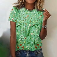 Puntoco nyári felső Női nyomtatott póló Rövid ujjú blúz felsők Zöld 8