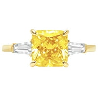 3.5 ct Asscher vágott sárga szimulált gyémánt 18K sárga arany évforduló eljegyzési kő gyűrű mérete 8.75