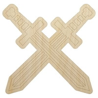 Keresztezett kardok csata ikon fa alakú befejezetlen kivágás kézműves DIY projektek méret vastag