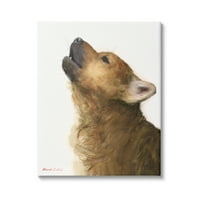 Stupell Industries üvöltő barna kutya portré bonyolult részletek Festés Festés Galéria Csomagolt vászon nyomtatási