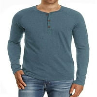 Luxplum férfi nyári felsők egyszínű pólók hosszú ujjú blúz laza Fit Basic Tee Beach póló Kék M