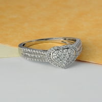 Császári S sterling ezüst 1 2ct gyémánt klaszter szív halo eljegyzési gyűrű