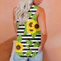 Női divat Nyomtatott Kerek nyakú ujjatlan alkalmi póló Tank Top nyári Pulóver Sárga M