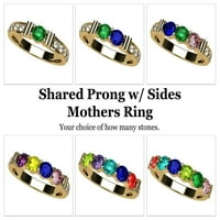 Nana megosztott prong w oldalsó kő anyák napi gyűrű 1- kő 10K sárga arany nők méretű- 3 kő