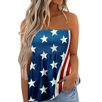 Női Tank felsők Off váll amerikai zászló nyomtasson egy sort nyári alkalmi laza ingek blúzok