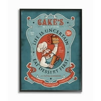 Stupell Industries Cake Wisdom vicces Vintage képregény tervezés keretes fal művészet, Ester Kay