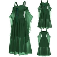Aligament Womne Molett méretű hideg váll pillangó Hüvely csipke ruha Hosszú ujjú futó ing hinta alkalmi ruha Zöld XL
