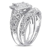Carat T.W. Gyémánt sterling ezüst menyasszonyi készlet