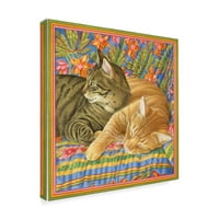 Védjegy képzőművészet 'két álmos macska' vászon művészet Francien van Westering