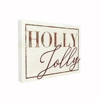 A Stupell Home Decor Collection Holiday piros és zöld márványos papír Holly Jolly Szezonális tipográfia Túlméretezett