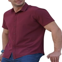 Glookwis férfi Klasszikus Rövid ujjú ing gomb le alkalmi póló felsők