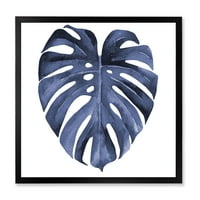 Designart 'Kék akvarell trópusi levelek III' Hagyományos keretes művészet