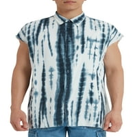 Stúdió férfi és nagy férfi ujjatlan pamut-Rayon Resort ing, S-5XL méretű ing, férfi ing