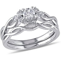 Carat T.W. Diamond 14KT Fehér Arany Infinity Design Női Menyasszonyi készlet