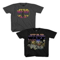 Star Wars Boys Darth Vader Grafikus Póló, 2-Csomag, Méretek 4-18