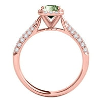Mauli Jewels Gyűrűk nőknek 3. Karátos gyémánt és smaragd alakú zöld ametiszt gyűrű 4-vasvilla 10k Rózsa arany