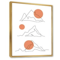 Designart 'Absztrakt vörös holdok hegységben' Modern keretes vászon fali művészet nyomtatás