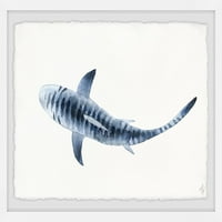 Marmont Hill Blue csíkos cápa keretes fal művészet