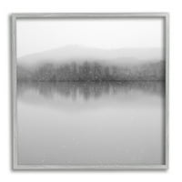 Stupell hegyvidéki tófák reflexiós tájfotózás szürke keretes művészeti nyomtatási fal művészet