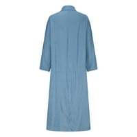 Lydiaunistar idő és Tru Női ruhák Clearance divat női kötés Fold hosszú ujjú okozati egyszínű hosszú ruha ég kék