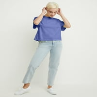 Hanes Originals Női ruházat festett vágott rövid ujjú Legénység póló Deep Forte Blue L