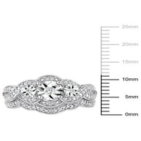 Carat T.W. Gyémánt sterling ezüst háromköves menyasszonyi készlet