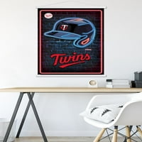 Minnesota Twins - Neon sisak fali poszter mágneses kerettel, 22.375 34