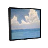 Stupell Industries bolyhos felhők mélykék óceánhullámok festmény Jet fekete úszó keretes vászon nyomtatott fali művészet,