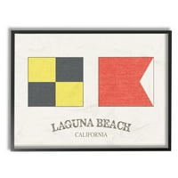 A Stupell Lakberendezési Gyűjtemény Laguna Beach Tengeri Zászlók Keretezett Fal Művészet