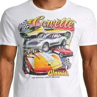 Corvette Férfi víz szín stílus Corvette Classics grafikus nyomtatás póló, S