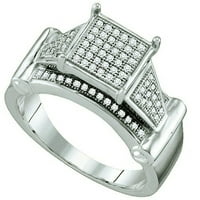 Dazzlingrock Gyűjtemény 0. Karátos Fehér Gyémánt Női Micro Pave Menyasszonyi Eljegyzési Gyűrű, Ezüst