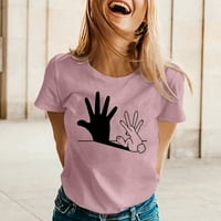 Miayilima Női pólók tavaszi nyári nyúl Nyomtatott Rövid ujjú O nyakú póló felső Méret XL