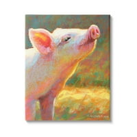 Boldog rózsaszín sertés napsütéses haszonállatok és rovarok festménygaléria csomagolt vászon nyomtatott fal művészet