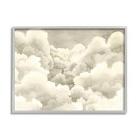 A Stupell Indperries puha párnás felhők elnémított semleges égbolt -táj, 11, Design by Grace Popp