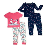 Hangulatos lekvárok baba és kisgyermek lányok pamut pizsama szettje, 4 darab, méretek 12m-5t