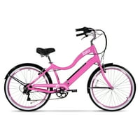 Hyper kerékpárok Barbie 26 Ladies 36V Electric Cruiser E-Bike Pedal-Assist, felnőttek számára, 250 W motor, rózsaszín