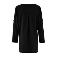 Entyinea Női felsők divatos csepp váll kerek nyak felsők Alkalmi Egyszínű alap pólók Fekete XXL