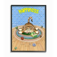 Stupell Industries boldogság vicces macska rajzfilm Design keretes fal művészet, Gary Patterson