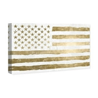 Wynwood Studio Americana és hazafias fal művészete nyomtatja a 'Rocky Freedom All Gold' Flags - Gold, White