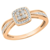 Dazzlingrock Collection kerek fehér gyémánt Gyöngyös eljegyzési gyűrű nőknek 14k Rózsaaranyban, Méret 8